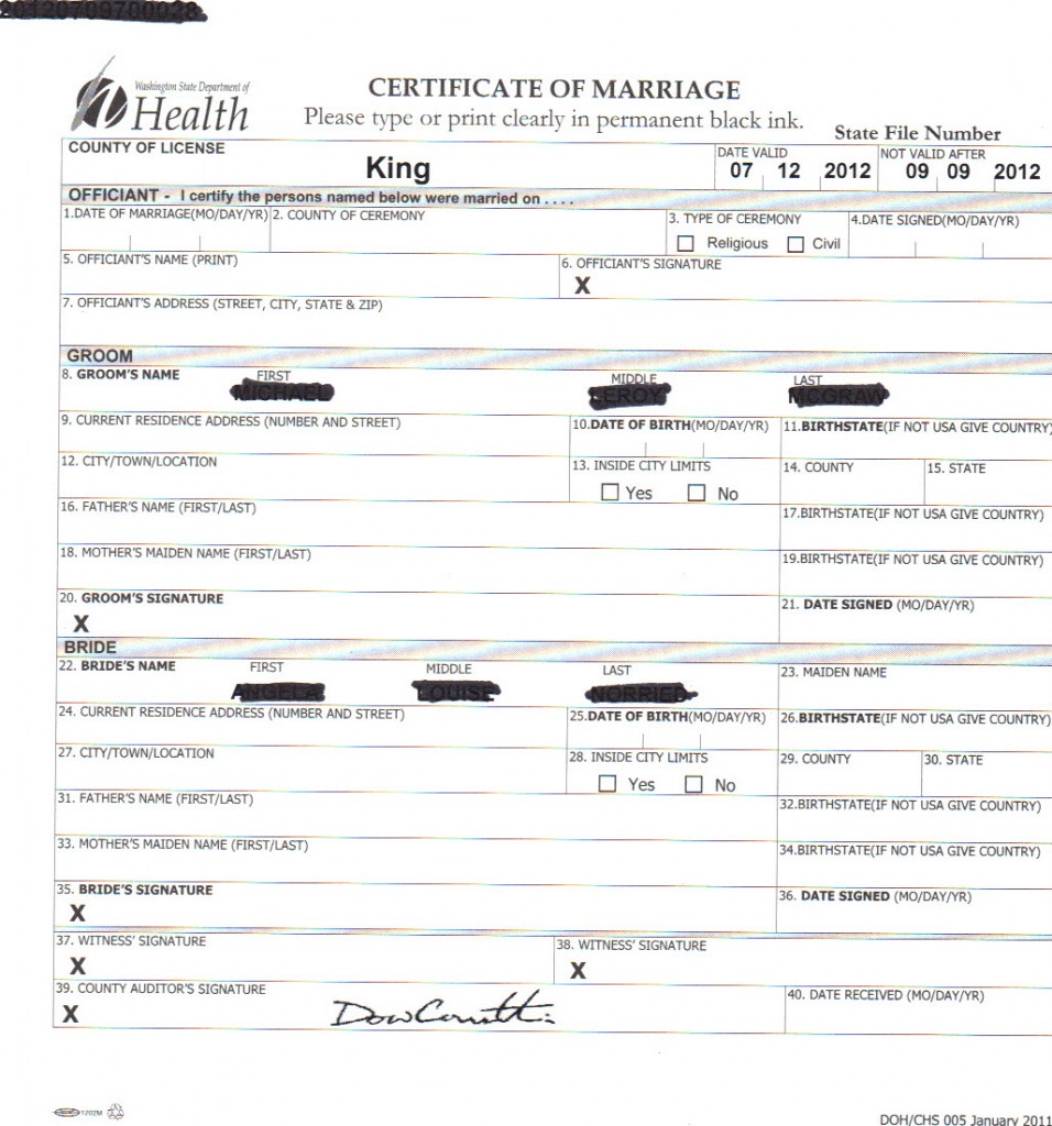 Washington County marriage licenses