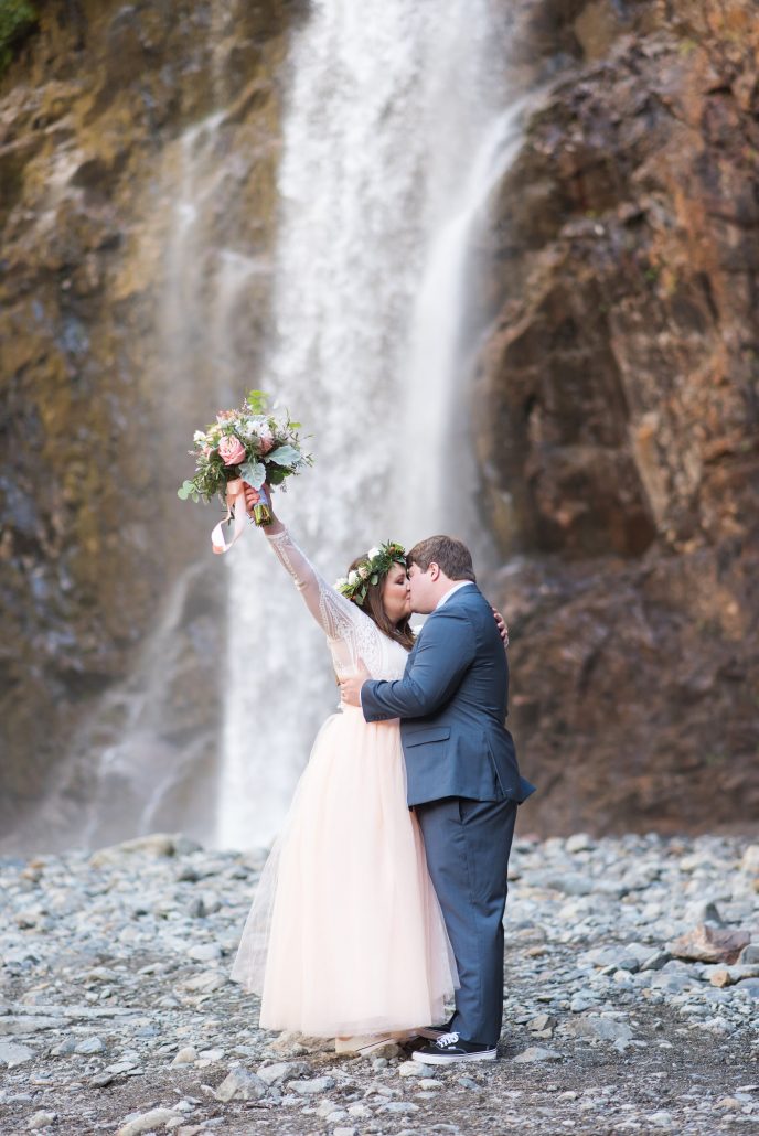 Waterfall elopement, Seattle Wedding Officiants, Seattle Elope, Franklin Falls, Jeanne Phinney Photography, Elaine Way, Elopements Seattle, small wedding